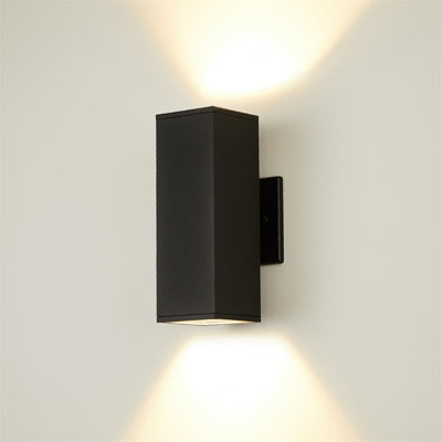 Appliques murales d'extérieur, lumières de véranda vers le bas, luminaire d'extérieur moderne, applique murale extérieure antirouille imperméable, 14 W, noir mat