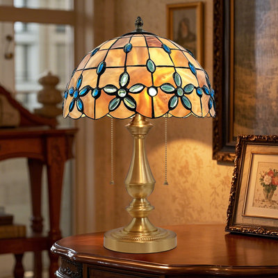 Art Deco Solid Copper Table Lamp With Shell Shade