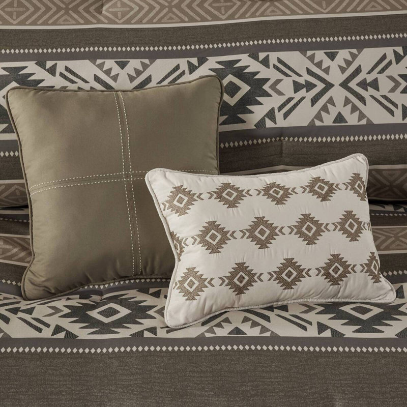 Modern 5 Piece Stripe Herringbone Bedding Sets, Brown Full Queen Comforter Set