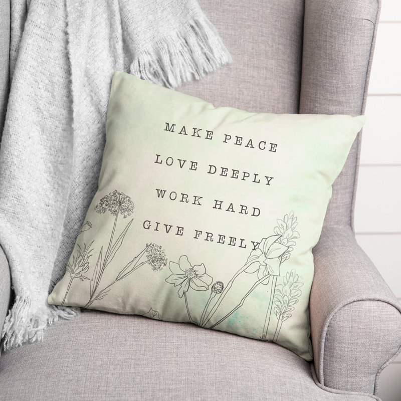 Make Peace Square Pillow Cover & Insert