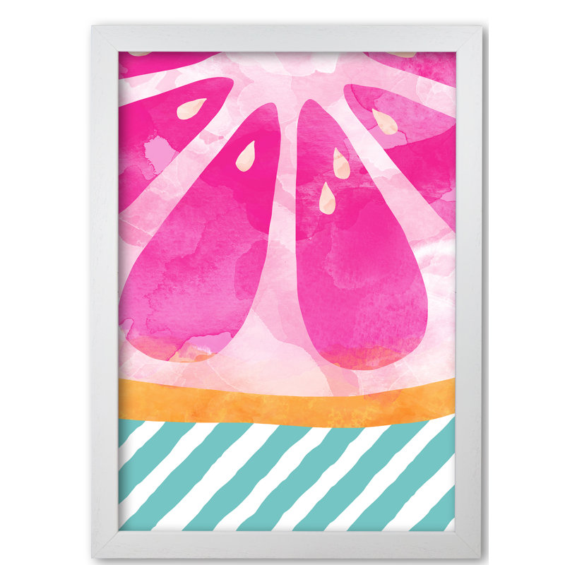 Grapefruit Abstract - Print, 30 cm H x 21 cm W x 5 cm D, White Grain Frame