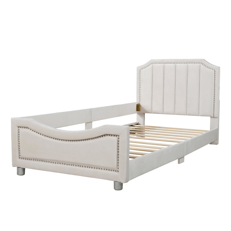 Cassie Upholstered Bed, Beige