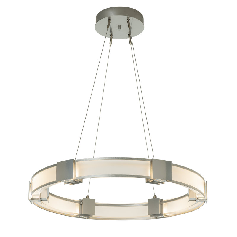 Aura Glass Ring Chandelier, Sterling, Frosted Glass