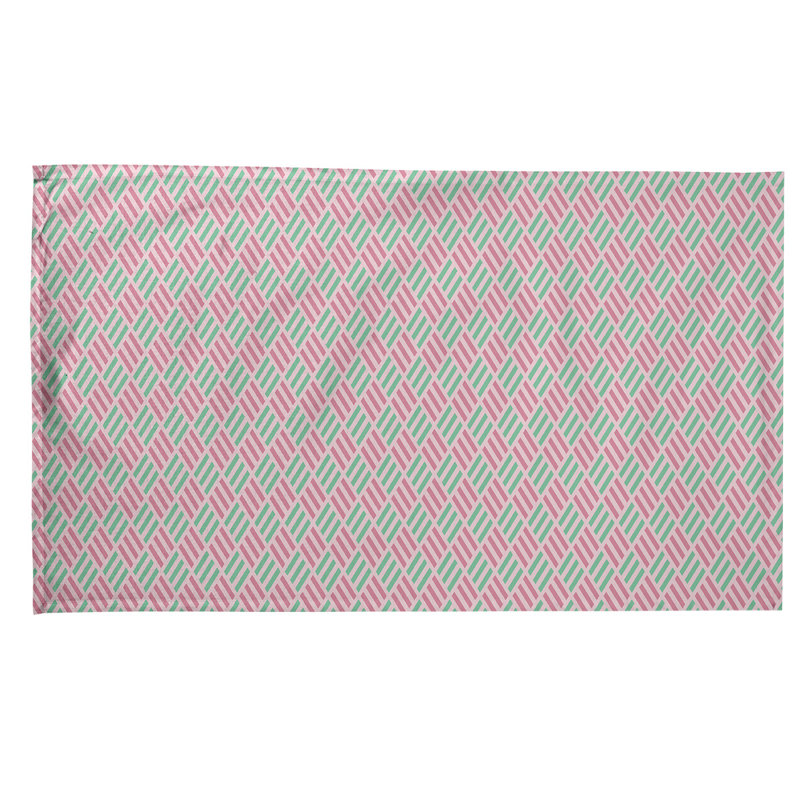 Torchon à losanges à rayures, Croisé en coton, Rose/bleu