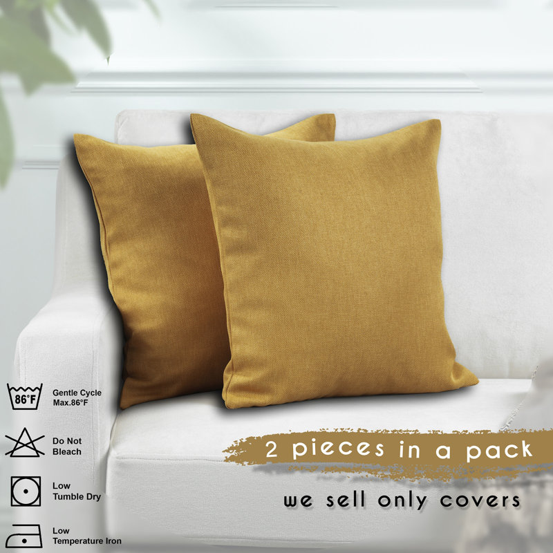 Mustard Yellow 18" x 18" Polyester Euro Throw Pillow Covers Set