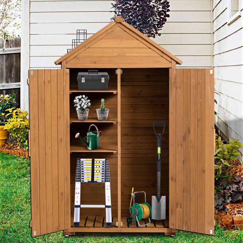Armoire de garage rustique avec 3 tablettes amovibles et une conception de remise extérieure