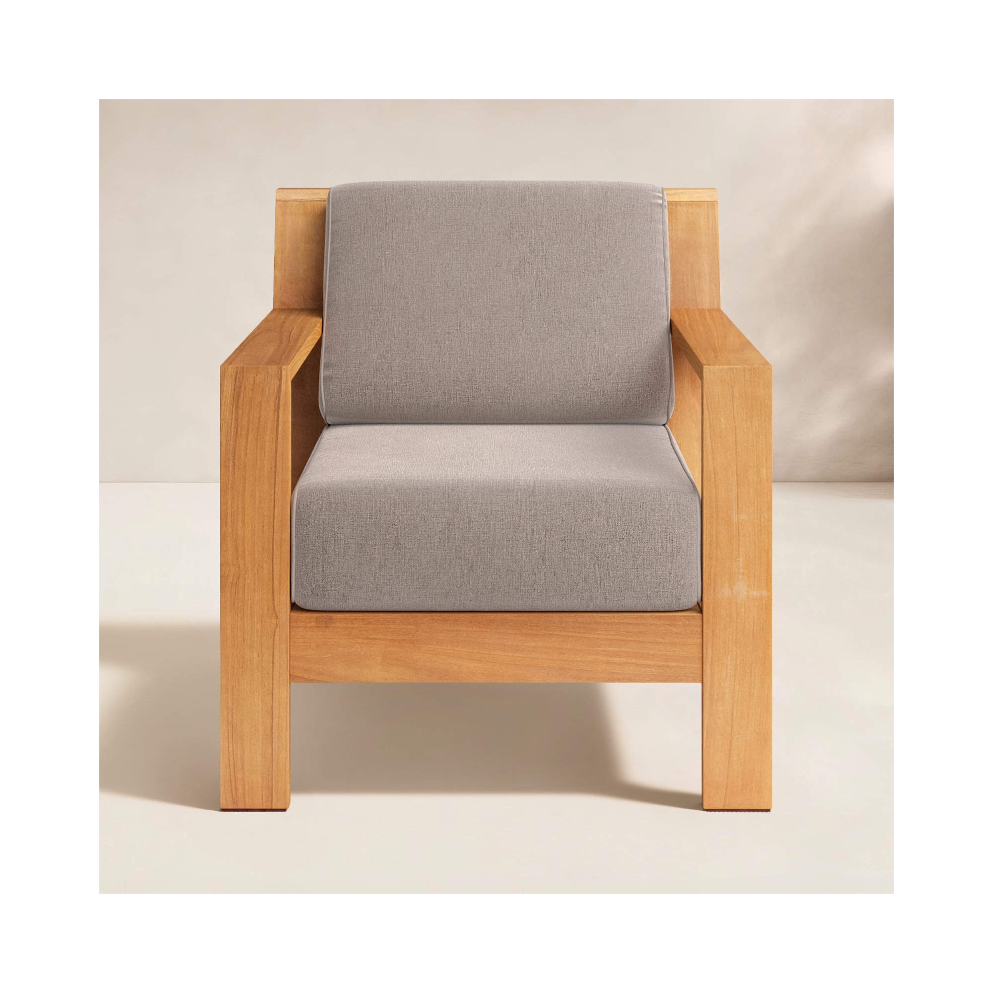 Glenlee Teak Patio Chair with Sunbrella Cushions, Cast Shale Sunbrella®