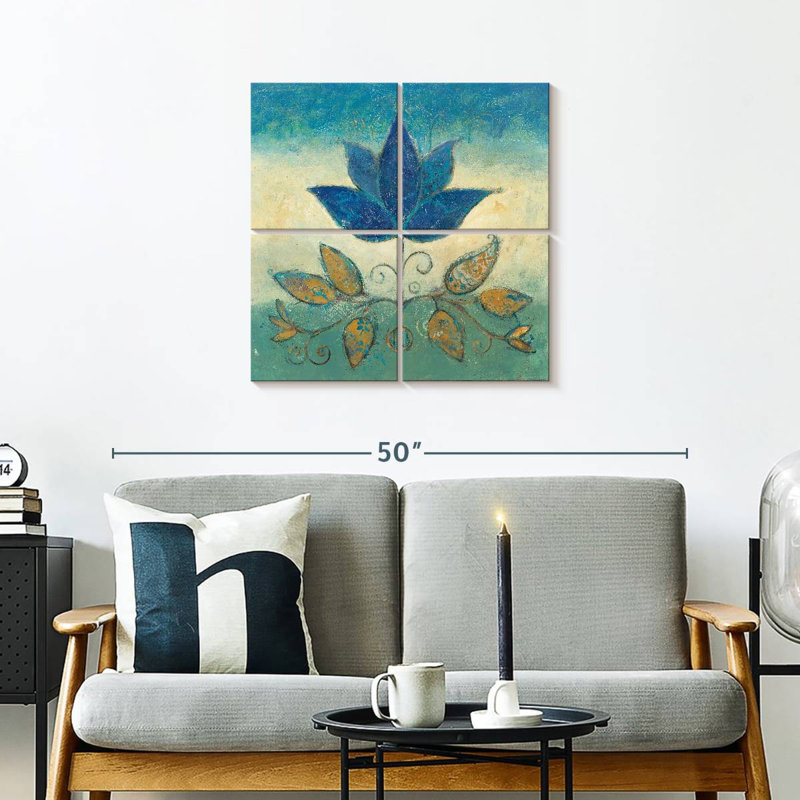 Harnek fleurs de Jaipur bleu, H 26 po x l 26 po