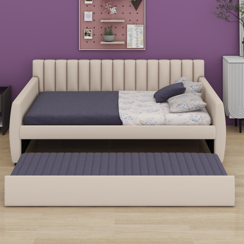 Lit de jour rembourré avec couchette, Beige