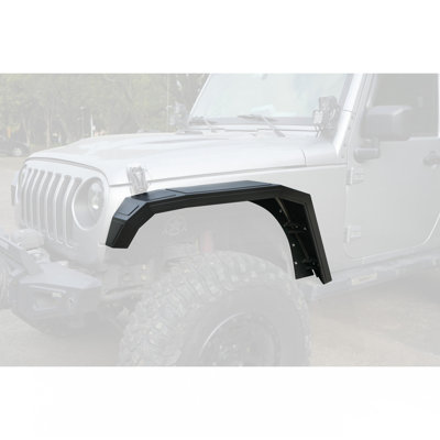 Rear Fender Flares Compatible With 2007-2018 Jeep Wrangler JK 4/2Door Off-Road Mud Guards Wheel Flares Liner Lights (4PCS JK Front  Steel Fenders)Requires Professional Installation & Body Drilling