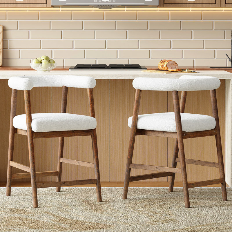 Tabourets de bar de 24,5 po de hauteur avec dossier, tabourets de comptoir confortables pour îlot de cuisine / salle à manger, ensemble de 2