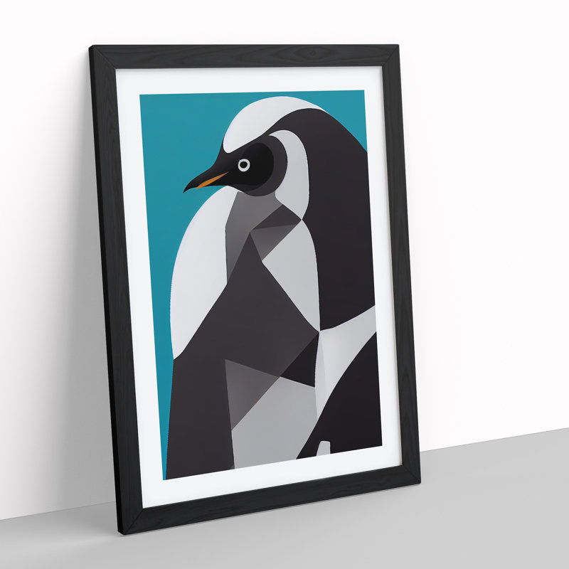 Abstract Penguin No.2 - Single Picture Frame Print, 64cm H x 46cm W x 2cm D, Black Framed