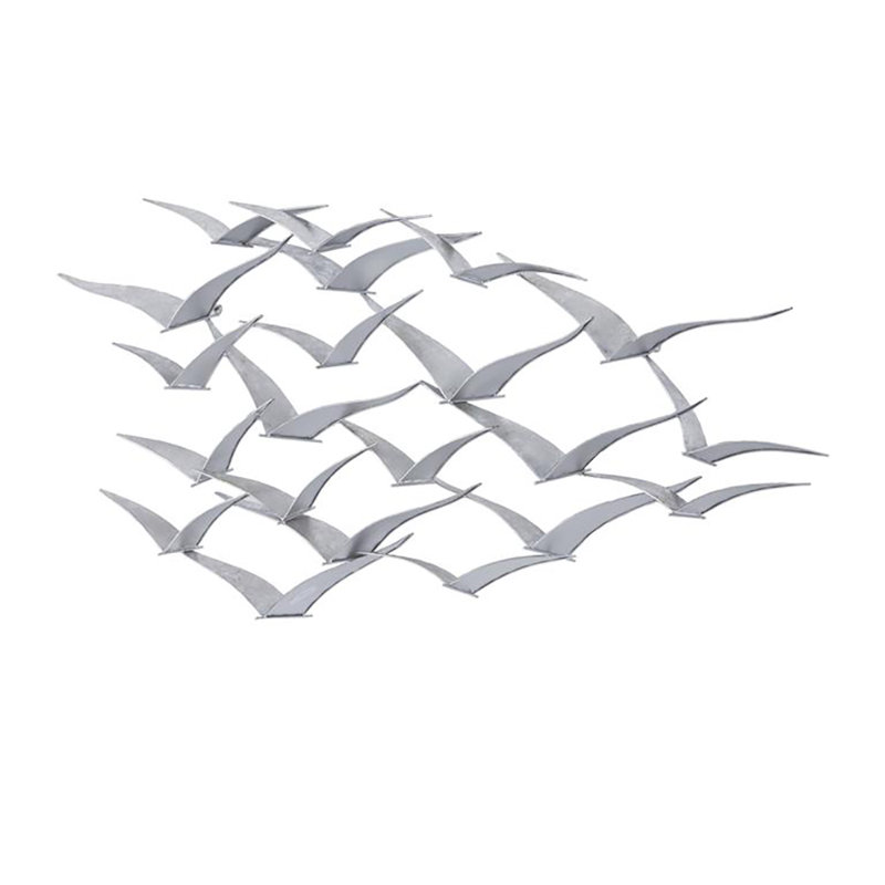 Gold Metal Bird Foiled Flying Home Wall Decor, 47" x 4" x 21", Silver