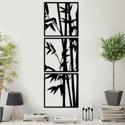 Elegant Decorative Metal Wall Accessory (3 Pieces), Black, 17.7 x 17.7 inches | 100% Metal, Thickness: 0.06 inches | Easy Wall Mounting | Perfect for Home Decor, Living Room, or Office Spaces