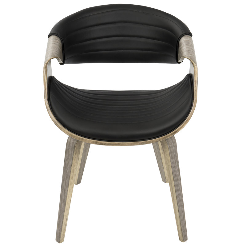 Chaise avec accoudoirs rembourrée Arabelle, Similicuir grainé noir, Gris