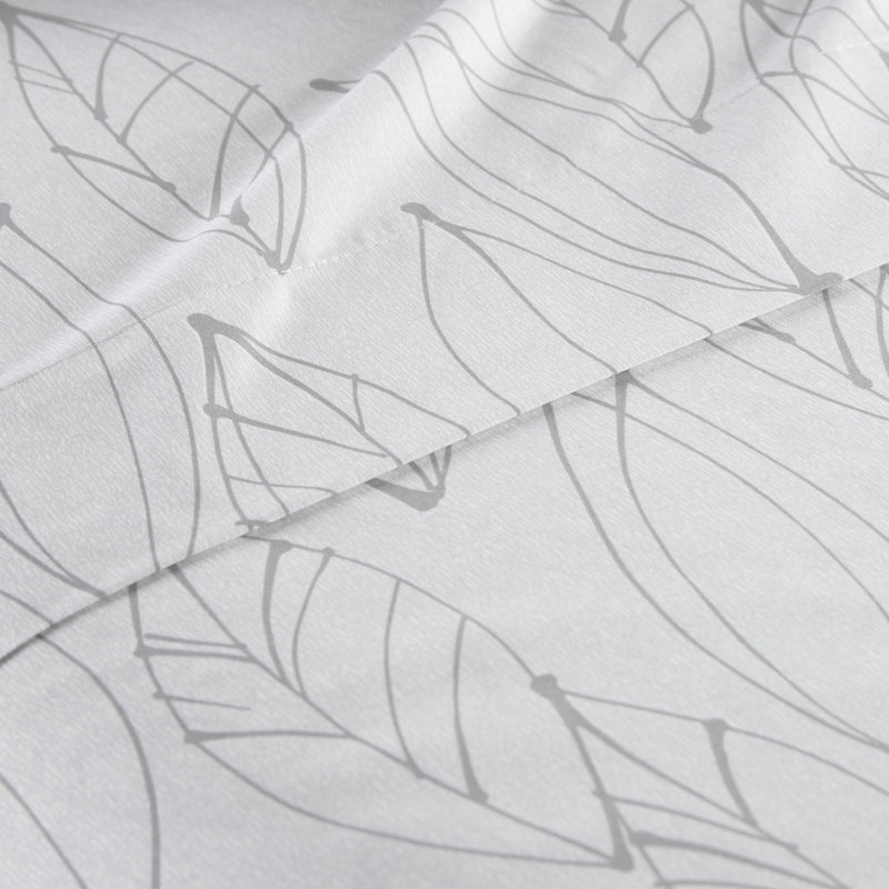 Ensemble de draps en microfibre Vilano Choice, Drap pour très grand lit californien + drap-houss, Blanc / gris