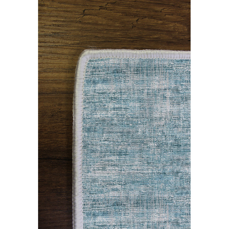 100% Polyester Area Rug, 4.6 x 7.2 Feet | Antibacterial, Eco-Friendly, Non-Slip PVC Dot Underside | Digital Printing, 650 g/m², Machine Washable | Soft Blue Carpet for Living Room, Bedroom, and Office Decor