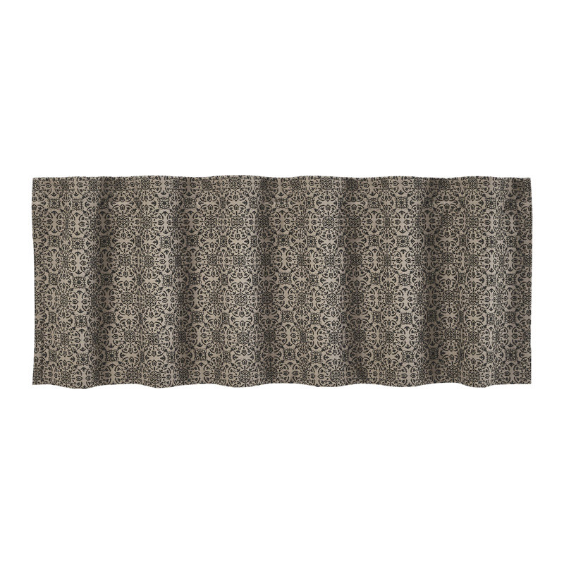   Custom House Geometric Tailored 60'' W Window Valance, Tan/Black
