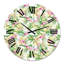 Horloge murale moderne feuillage tropical, fleurs jaunes avec flamant II-60282217