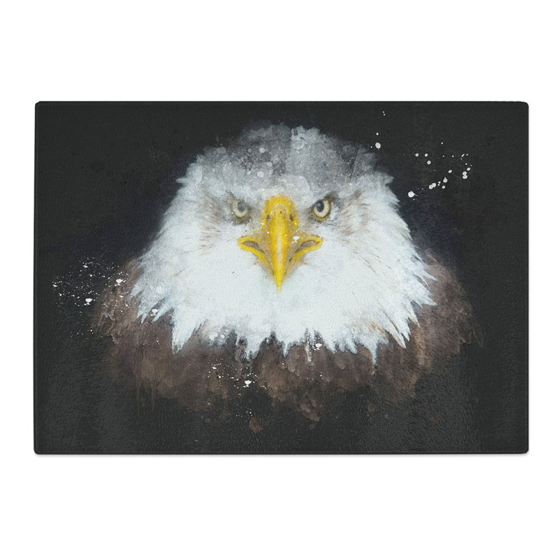 Tempered Glass Bald Eagle Bird Paint Splash Chopping Board, 28.5 cm x 39 cm