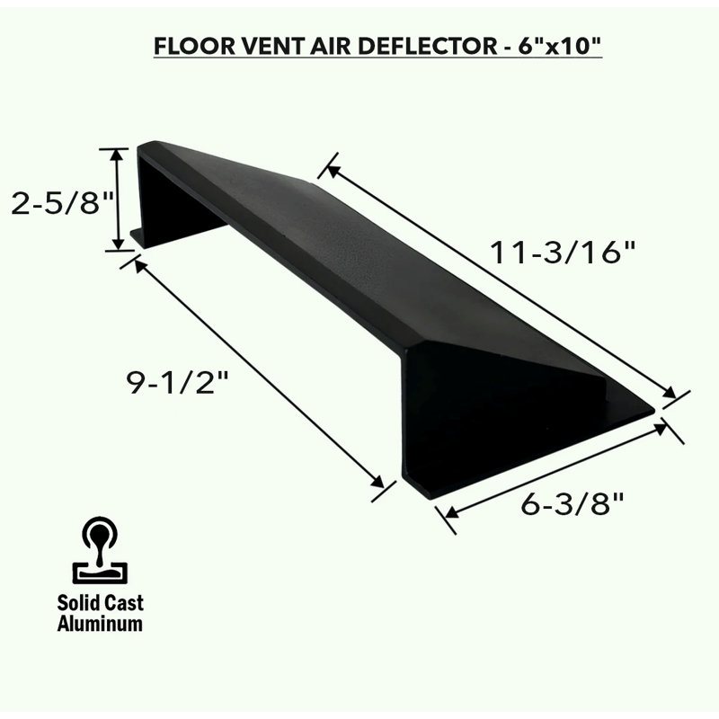 Déflecteur en métal massif 6 po x 10 po en fonte d'aluminium incassable | Inverseur d'air et de chaleur, Blanc