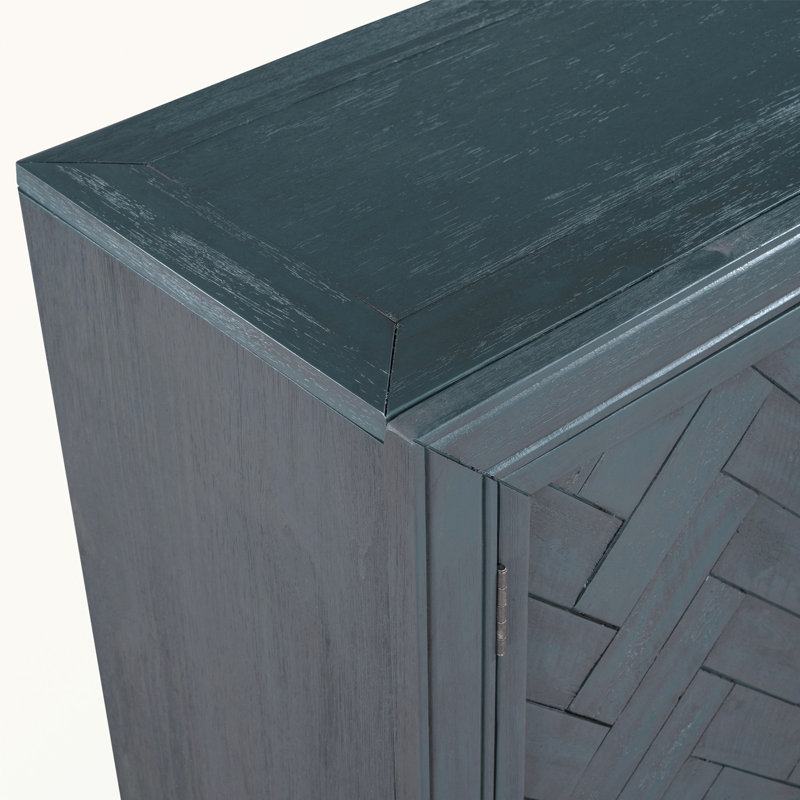 Ladzi 40'' Modern Cabinets Console Table with Unique Design Doors with 1 Adjustable Shelves, Antique Blue