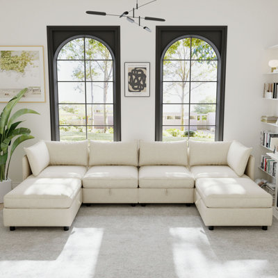 Modular Sectional Sofa, Convertible Sofa Seat With Storage, Sleeper Sectional Sofa Set, Fabric Flexible Modular Combinations For Living Room