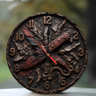 Horloge rouillée avec couteaux croisés