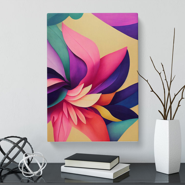 Darrie Floral Block Colour - Wrapped Canvas Print