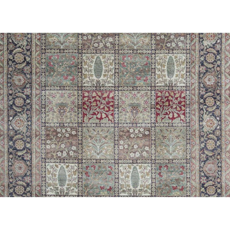 Tapis rouge et noir noué à la main de haute qualité