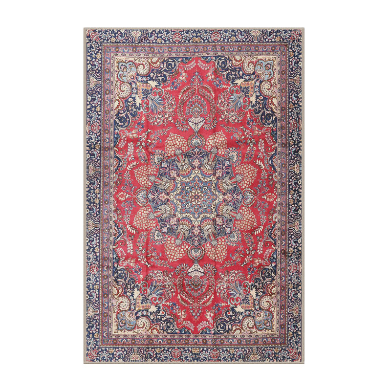Tapis traditionnel rouge / bleu, Rectangle 2 pi x 3 pi