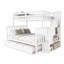 Lit simple superposé au dessus d'un lit double avec lit gigogne et rangement, aucun sommier requis, blanc-706958134