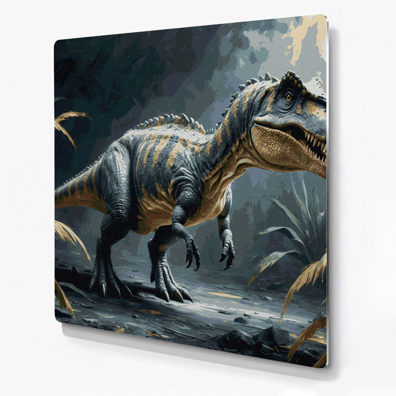 «Dinosaur Therizinosaurus», art mural en métal noir, 12" H x 12" W