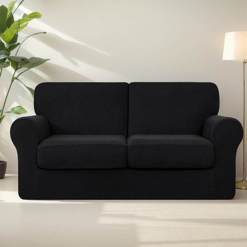 Housse pour causeuse à coussins carrés / rectangulaires en polyester, Polyester noir