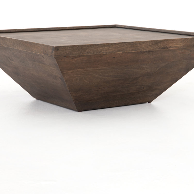 Kenja Solid Wood Top Single Coffee Table, Aged Brown