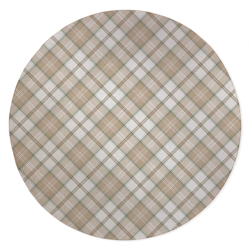 Diamond Plaid Non-Slip Outdoor Rug, Round 5'