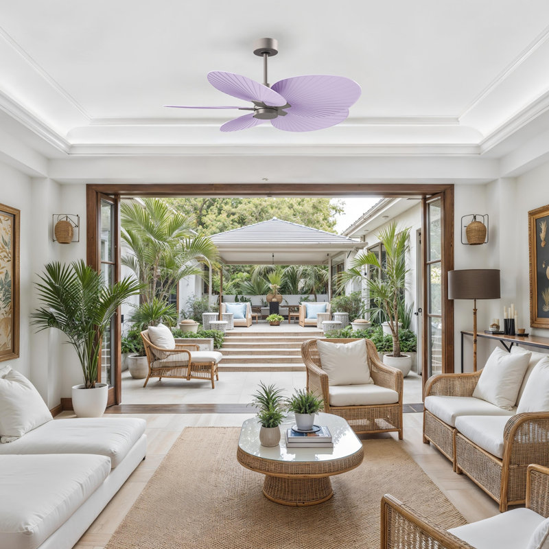 Alessandra - Ventilateur de plafond à cinq pales, Lilas, Nickel brossé
