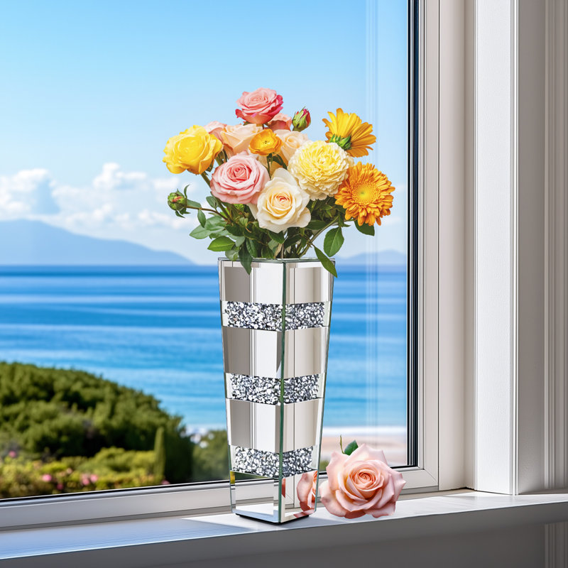 Crystal Silver Glass  Table Vase