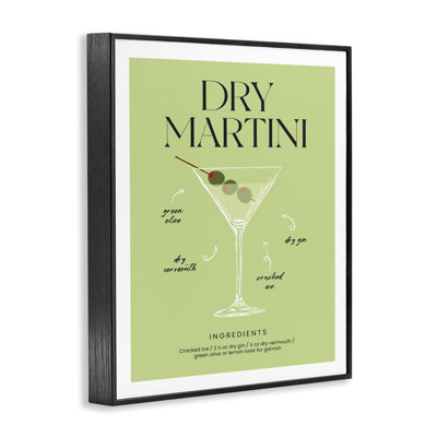 Dry Martini Recipe Framed Giclee Art, design by Lettered and Lined