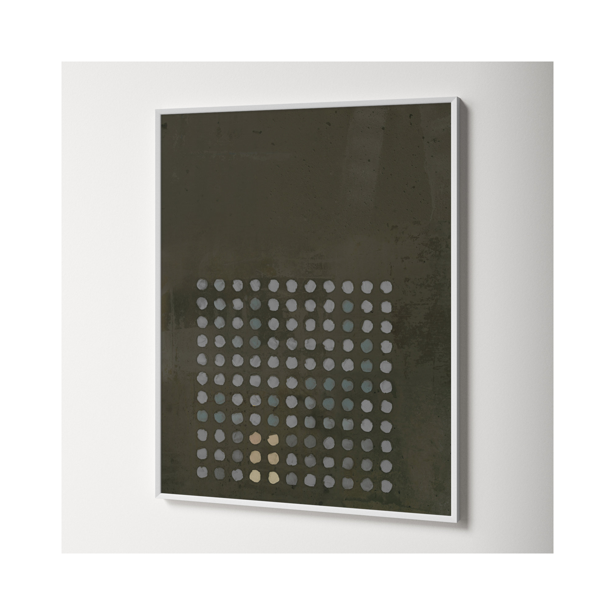 Circles In Squares 13 by Jacques Pilon, 38" H x 30" W x 1.25" D, White