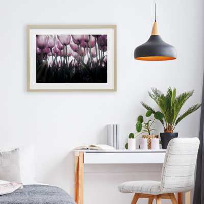 Uplifting Purple Tulip Field Framed Print Under Glass, design by Martin Podt