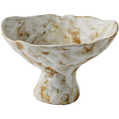 Alien High Footed Flower Tray - Vintage Coarse Pottery, Artistic Choice For Home Decoration