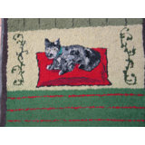 Vintage American Hooked Rug Large Hallway Runner Wool Green