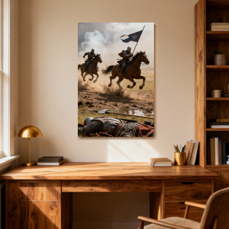 Paysage et nature Warriors on Horses chargeant dans la bataille, 18" H x 12" W