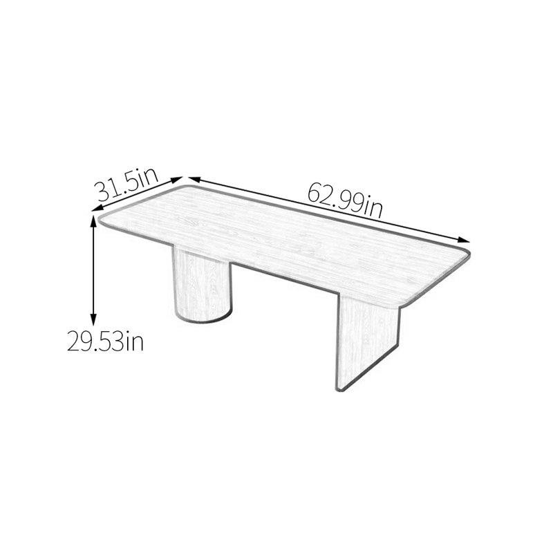 Table de salle à manger entièrement en bois de frêne massif, H 29,53 po x L 62,99 po x l 31,5 po