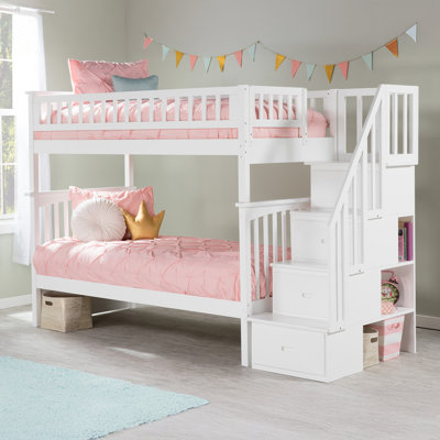 Flinn Kids Solid Wood Staircase Bunk Bed