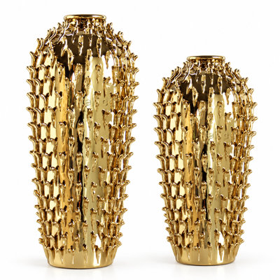 Embossed Luxury Ceramic Flower Vases Elegant Home Decor Ornament