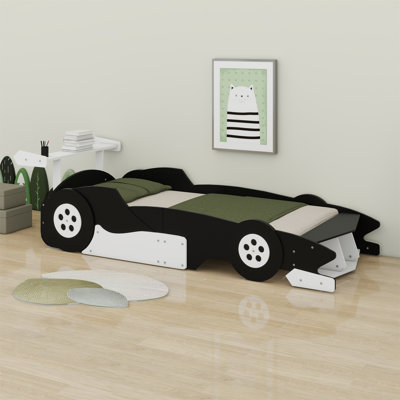 Race Car-Shaped Platform Bed With Wheels