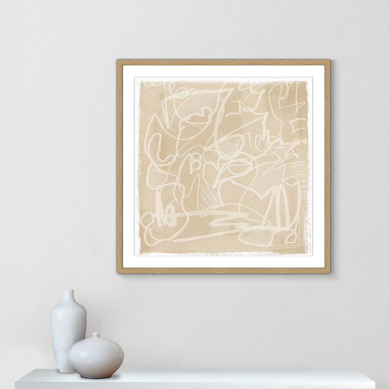 «Scribble Elegance» par Leah Straatsma, H 32 po x l 32 po x P 1,25 po, Boîte naturelle encadrée