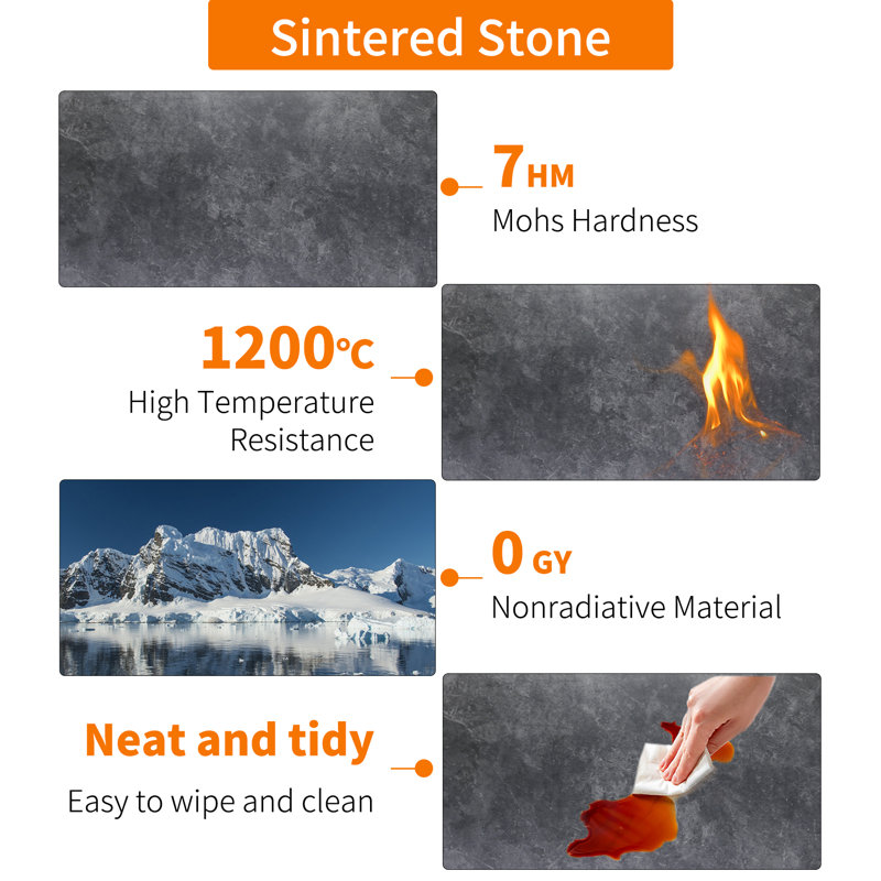 Mianca Marble Top Metal Base Dining Table, Dark Grey